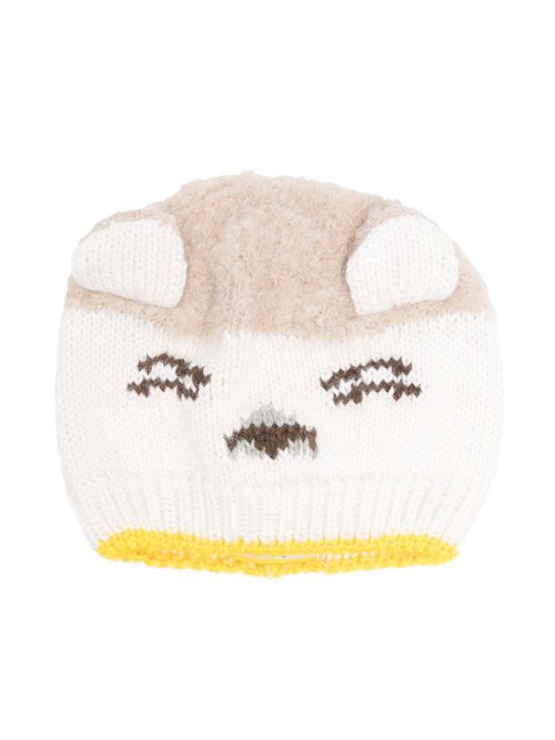 Graphic-print knitted beanie - Neutrals