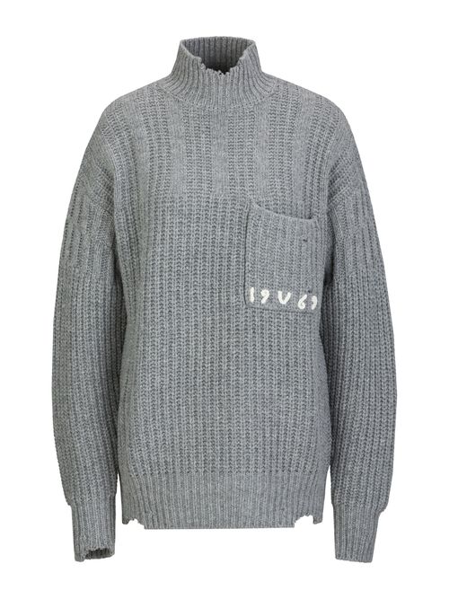 19V69 ITALIA Pullover 'Rosanna' grigio sfumato / bianco