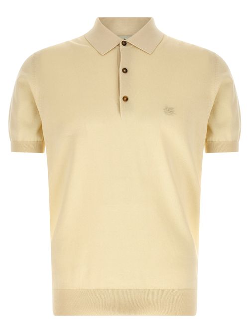 Tone-on-Tone Pegaso Embroidered Polo Shirt — Beige
