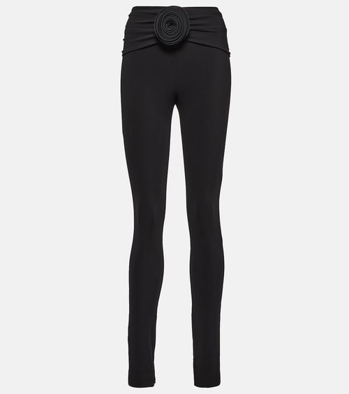 Floral-appliqué jersey slim leggings