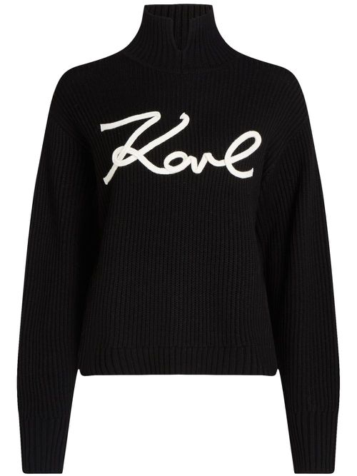 Embroidered-logo knitted top - Black