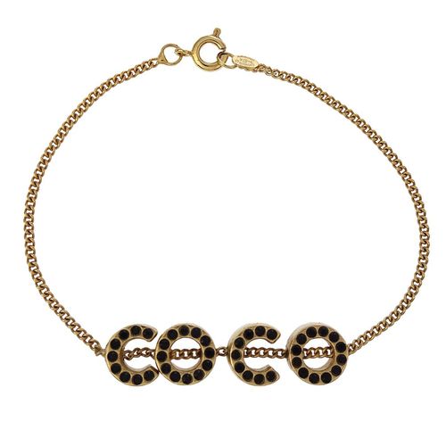 Chanel Cc Charm Bracelet Metal With Crystal Gold Gold_Plated Bracelet Jewelry Pre-Owned