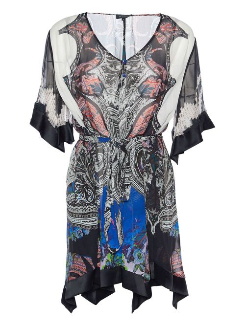 Paisley-printed silk dress - Black
