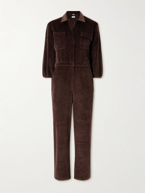 Charmer Stretch-cotton Corduroy Jumpsuit - Brown