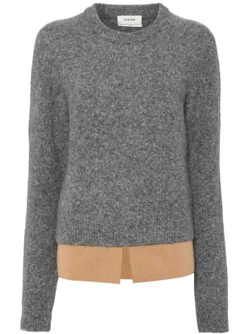 Shirt layered knit top - Grey