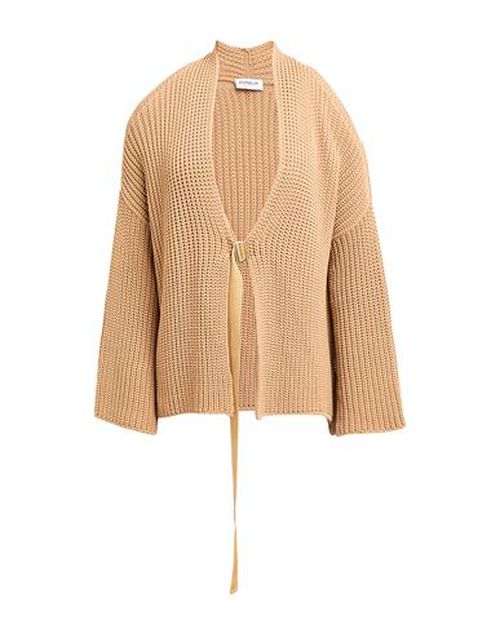 Dondup Woman Cardigan Camel Size M Cotton, Polyamide