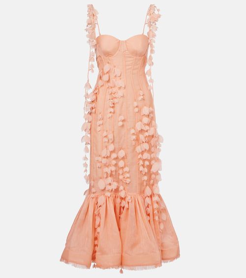 Dawning linen and silk midi dress