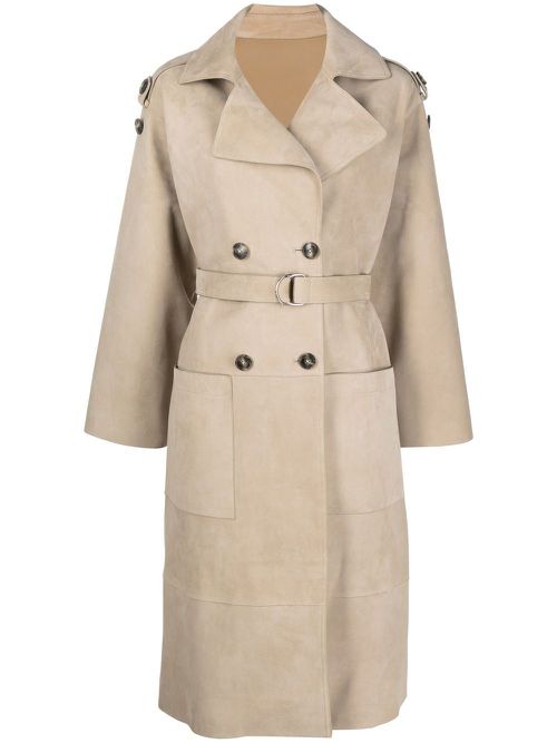 Belted-waist trench coat - Neutrals