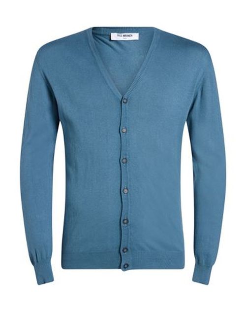 Man Cardigan Slate blue Size S Cotton