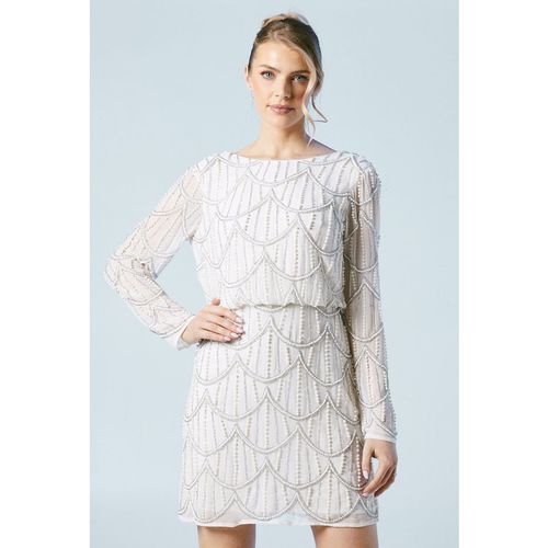 Premium Scallop Detail Batwing Bridal Mini Dress