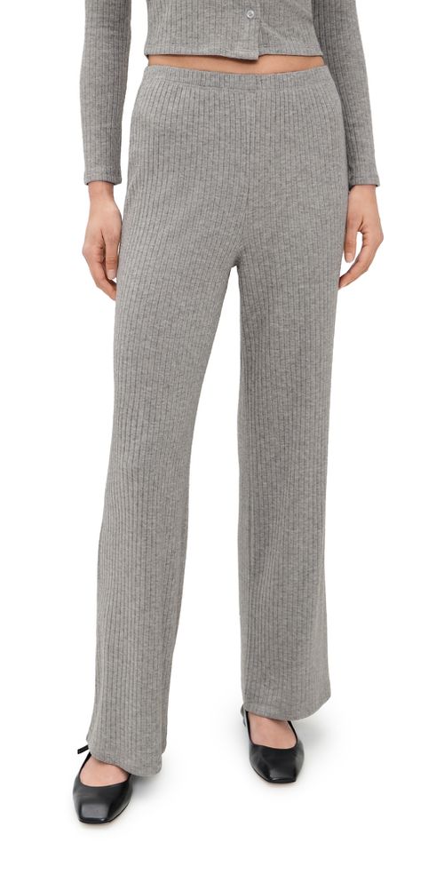 Mia Ribbed Pants Heather Grey