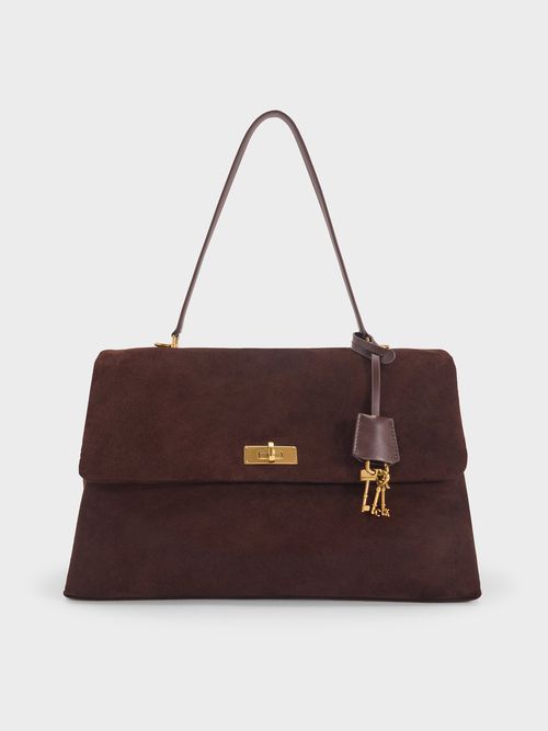 Charles & Keith - Kerry Recycled Suede Top Handle Satchel Bag