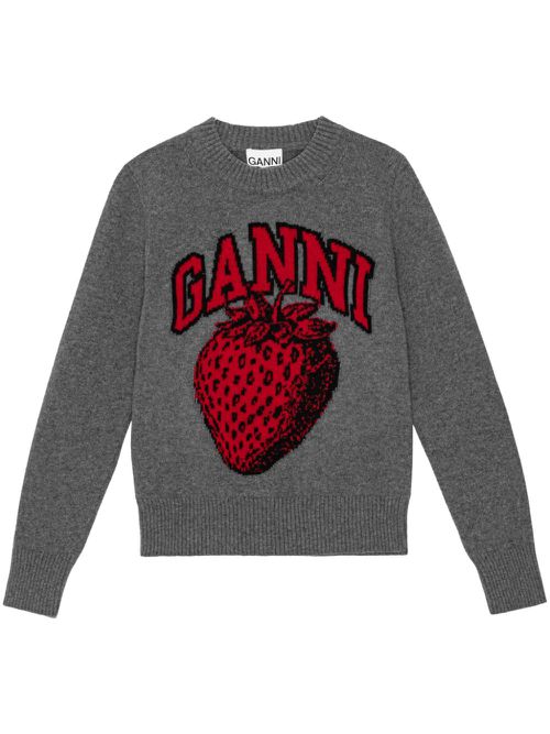 Intarsia-knit logo jumper - Grey