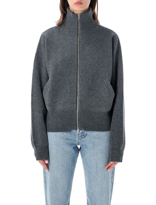 Xtra Cute Cashmere Cardigan with 3D Jacquard Bomber Fit & Two-Way Zip