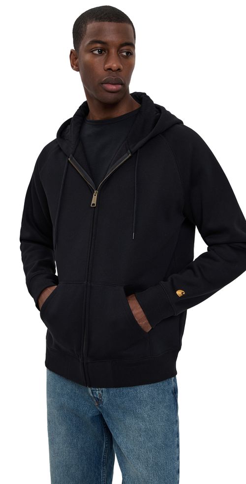 Carhartt WIP Hooded Chase Full Zip Sweatshirt Black / Gold