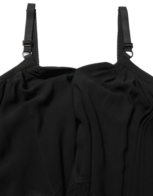 Silk Lace Tank Top — Black