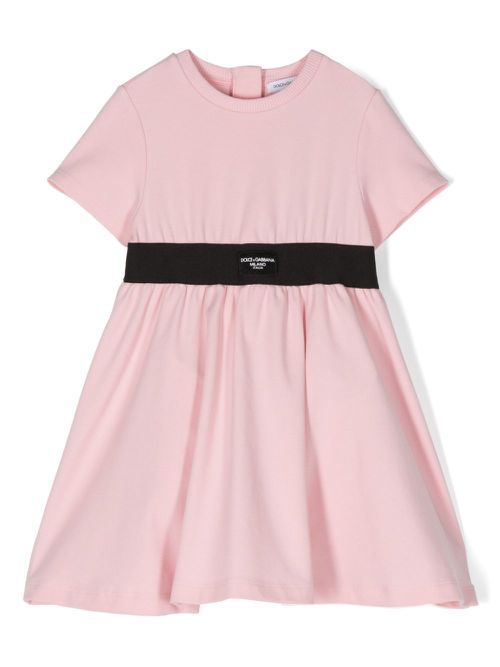 Logo-appliqué cotton dress set - Pink