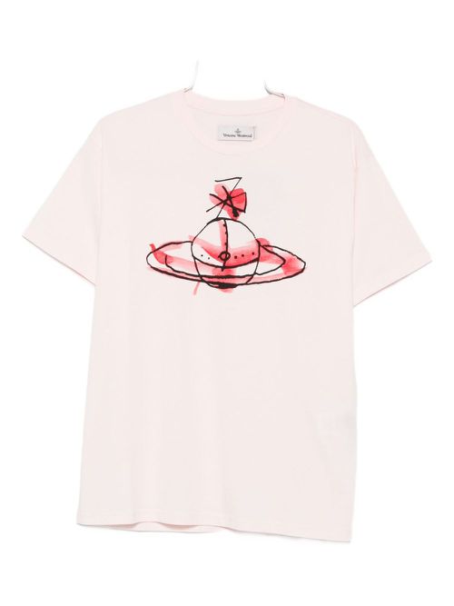 Orb-print organic cotton t-shirt - Pink