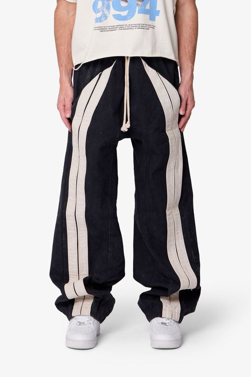 Ultra Baggy Stripe Twill Pants - Black/White