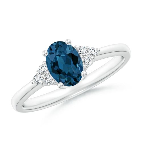 Angara 0.95 Carat Solitaire Oval London Blue Topaz and Diamond Promise Ring in Platinum
