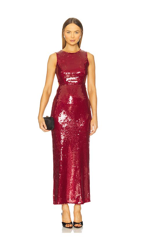 Bardot x REVOLVE X Revolve Portia Sequin Maxi Dress in Burgundy. 10. Also , 2, 4