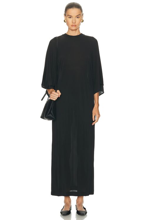 House of Dagmar Jersey Kimono Dress in Black - Black. XS also in L