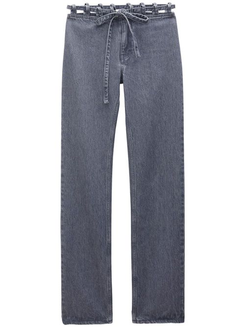 Lace-waist straight-leg jeans - Grey