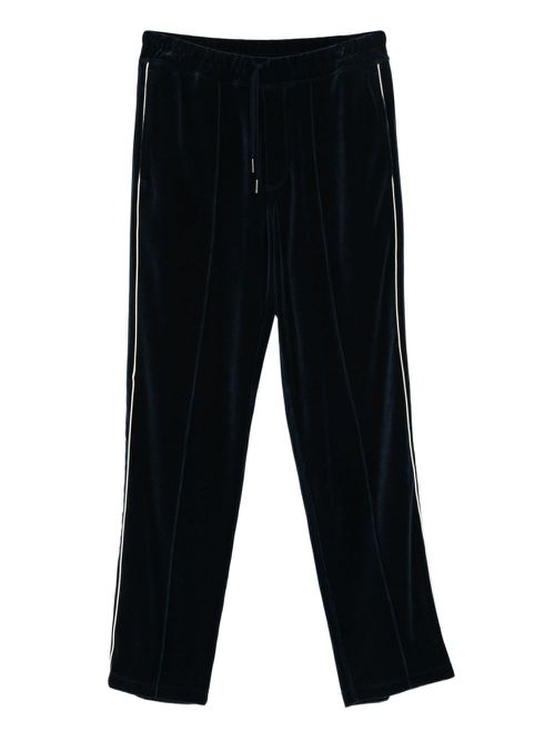 Piped-trim velour track pants - Blue