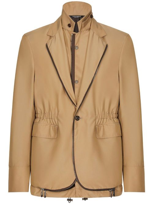 Layered single-breasted blazer - Neutrals