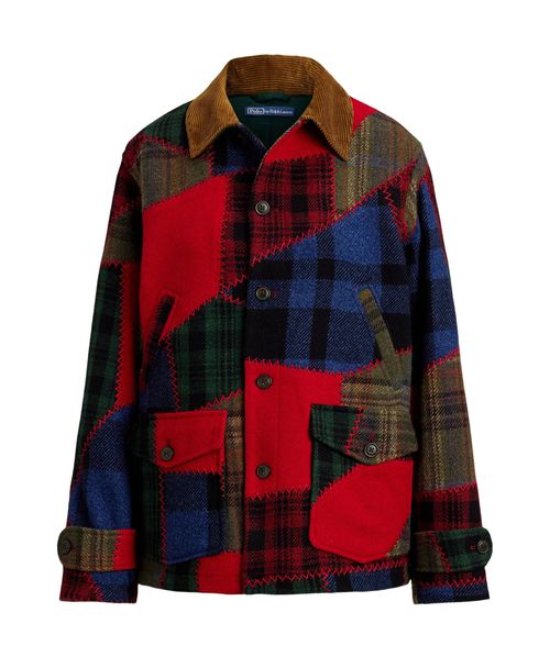 Patchwork corduroy-collar jacket