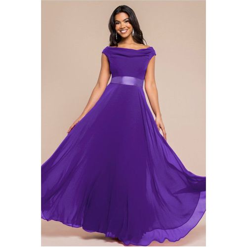 Goddiva Cowl Neck Chiffon Maxi Dress - Purple