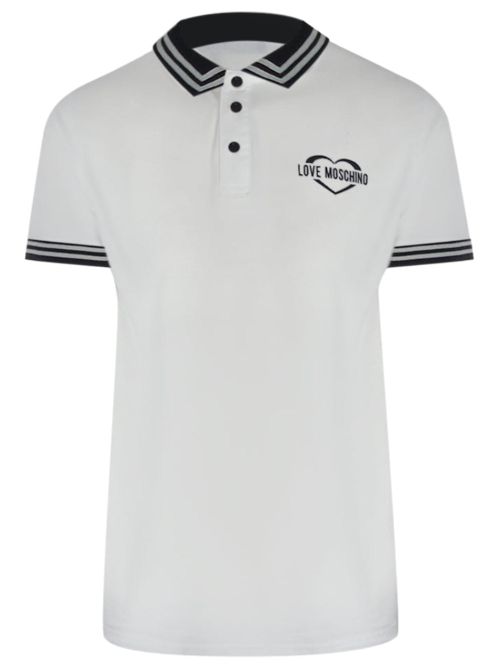 Love Moschino Twin Tipped Collar White Polo Shirt - White