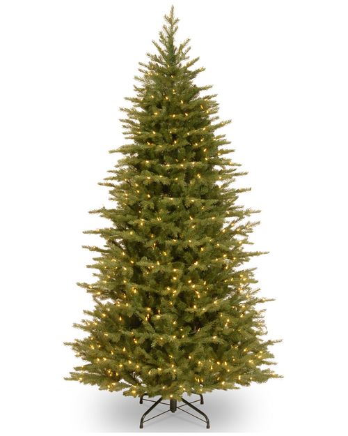 7.5Ft Feel-Real Nordic Spruce Slim Hinged Tree With 750 Clear Lights