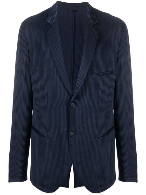 Striped single-breasted blazer - Blue