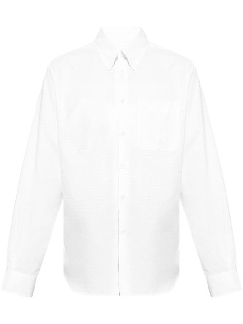 Patterned-jacquard cotton shirt - White