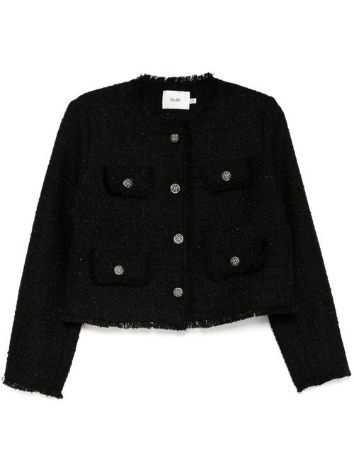 Round neck tweed jacket - Black