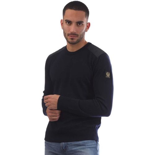 Belstaff Mens Crew Neck Kerrigan Jumper in Navy - Sma