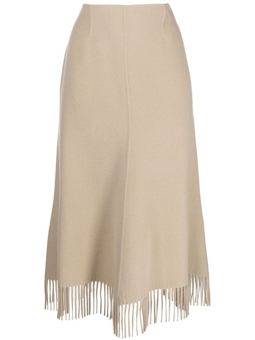 Fringed high-waist skirt - Brown
