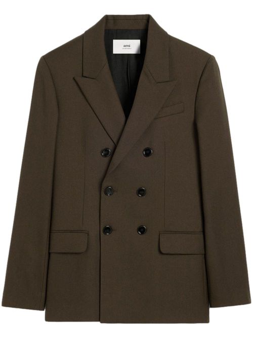 Double-breasted wool blazer - Brown