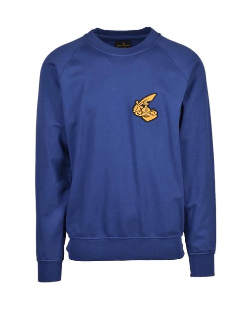 Oversized Crewneck Sweatshirt with Distinctive Multicolor Pattern and Emblem