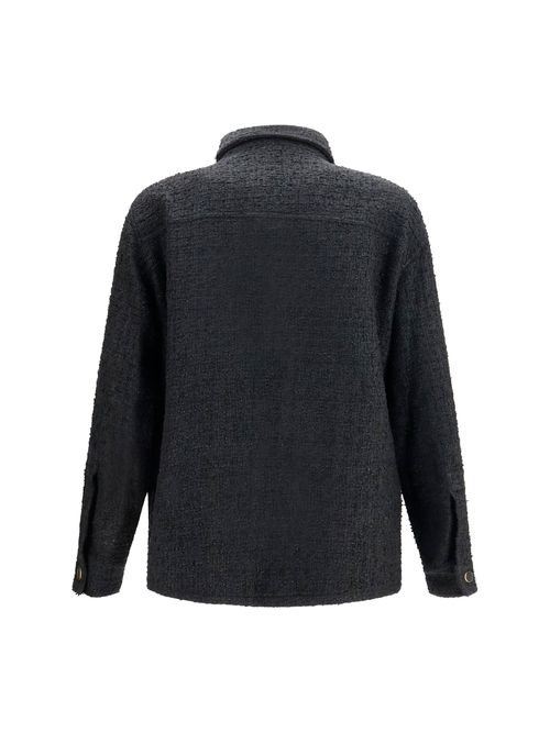 Tweed Buttoned Jacket — Black