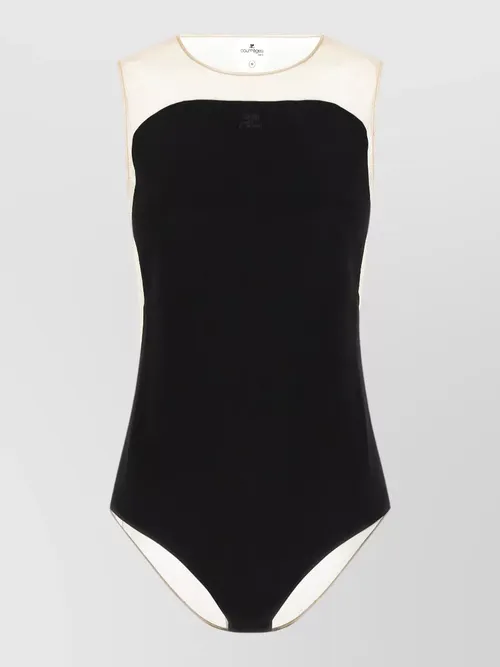 Courrèges - sunshiel bodysuit contrast panels sheer design
