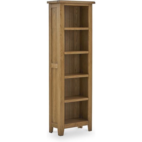 Broadway Oak Slim Bookcase | 5 Tiered Narrow Display Unit | Roseland