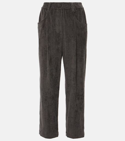 Pleated cotton straight pants