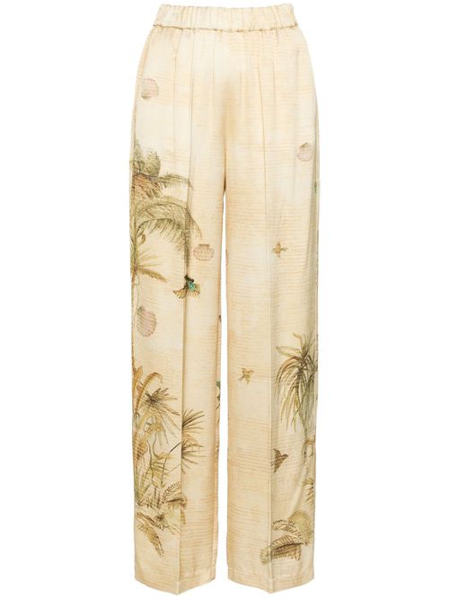 Graphic-print straight-leg trousers - Neutrals