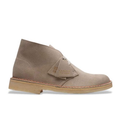 Clarks for woman. 26155525 Desert beige leather ankle boots (39), Flat, Suede, Laces, Casual