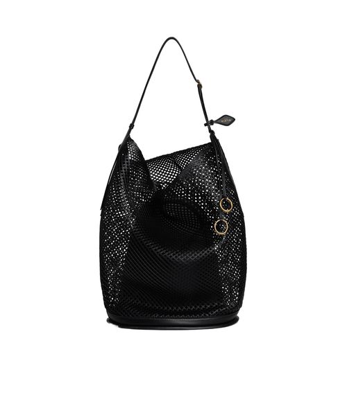 HIP LARGE BUCKET BAG IN LEATHER NET