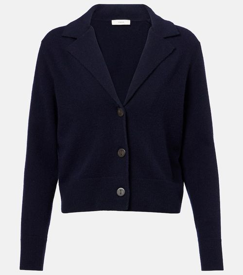 Cropped wool and cashmere cardigan