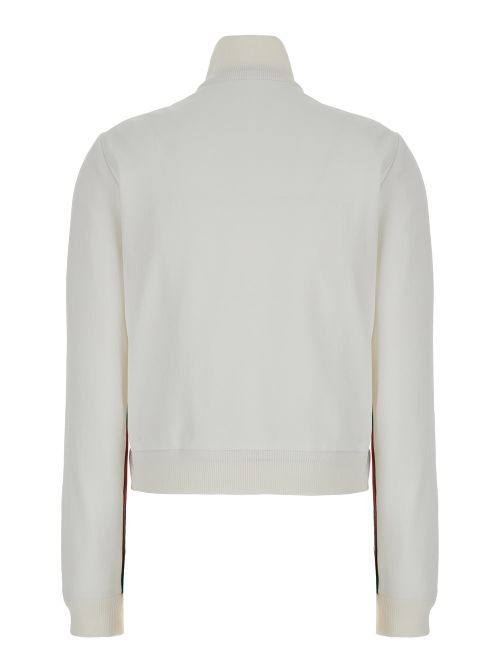Web-Detail Crop Sweatshirt — White