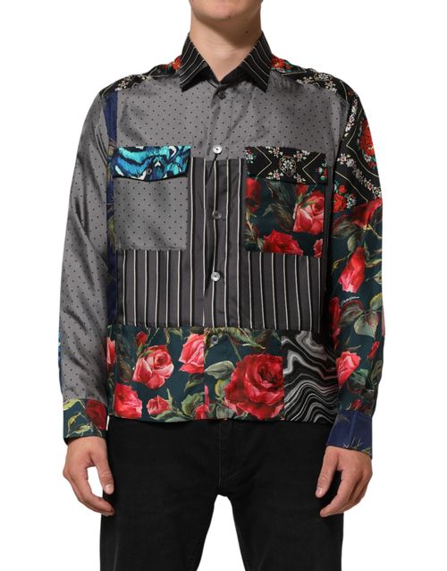 Patchwork Silk Shirt — Multicolor